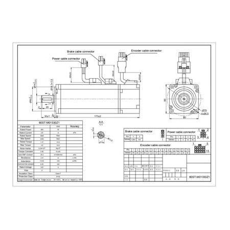 400 watt  Firenli Servo Motor Seti 60ST-M01330Z1 T3L-L20F-RABN