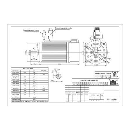 750 watt Servo Motor Seti 80ST-M02430 T3L-L20F-RABN