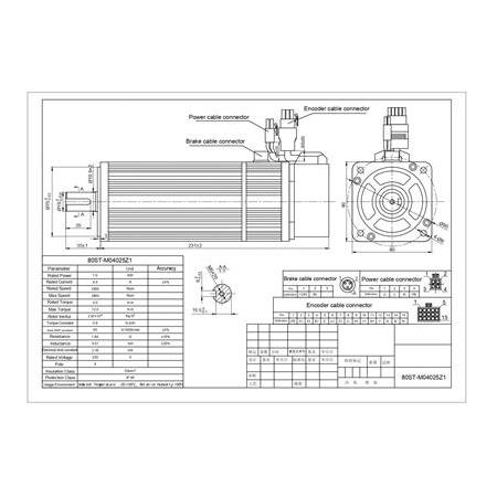 1 Kw Firenli Servo Motor Seti 80ST-M04025Z1 T3L-L20F-RABN