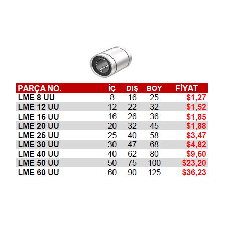 Lme 10 Uu Lineer Rulman