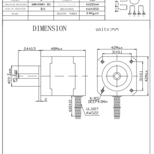 0.47 Nm Torklu Nema 17 Step Motor