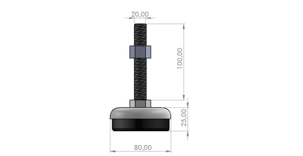 80 Lik M20x100 Tezgah Tamponu Bombeli Krom Ayak - 2