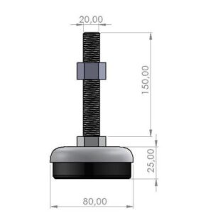 80 Lik M20x150 Tezgah Tamponu Bombeli Krom